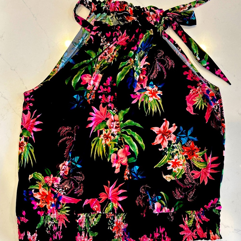 Black with flowers halter top. Inc. 2x